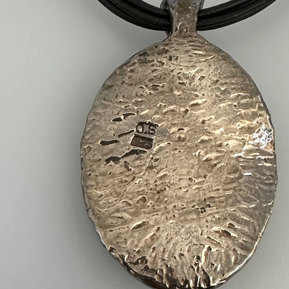 Orit Schatzman O.S.925 Sterling Silver Oval Swirl Mosai Pendant Necklace